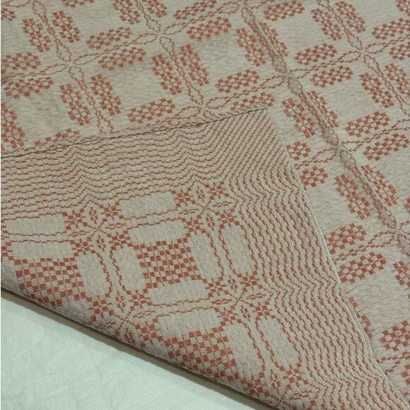 Woven Square Tablecloth Pink White 37" Squares Stars Stripes Minimalist Cotton - Picture 4 of 7